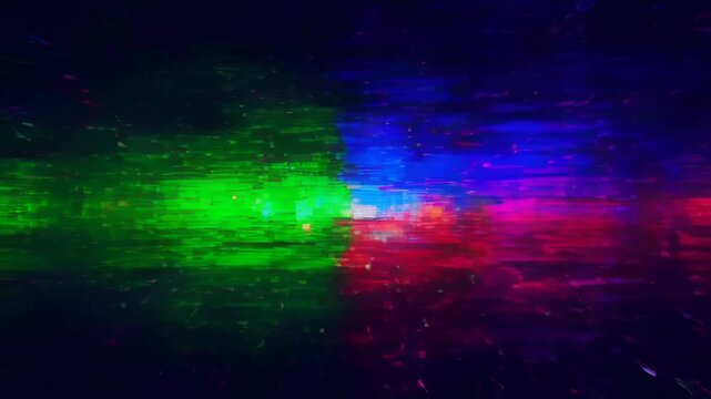 Glitch digital effect colourful horizontal burst of light with radiant abstract motion, neon glow, vivid color cloud, and motion blur background