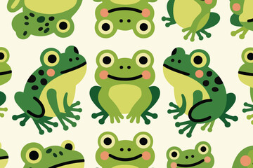 Obraz premium Cartoon Frog Character Vector Wallpaper Pattern Background Illustration Creative Design Template 