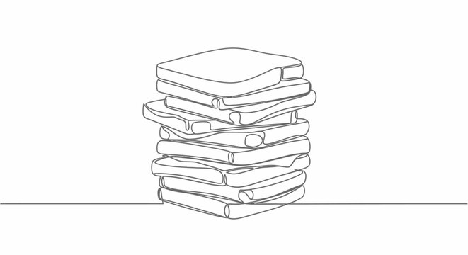 Continuous line drawing of stacked bread slices on white