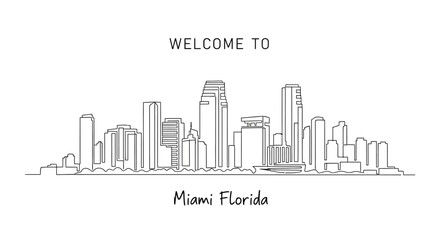 Obraz premium Minimalist outline of Miami skyline with 