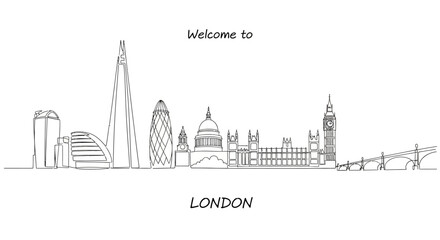 Fototapeta premium Minimalist London Skyline Silhouette - Iconic Landmarks Drawing