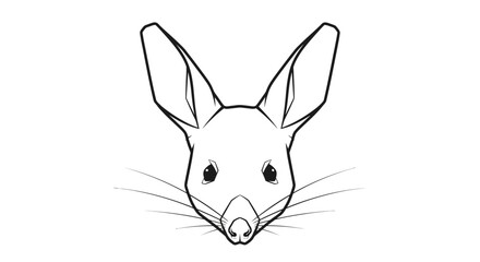 Fototapeta premium Minimalist Line Art Drawing of Fennec Fox Face with Big Ears