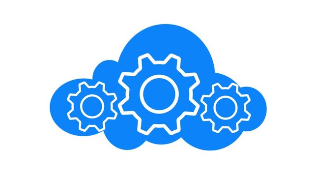 Dynamic 4K seamless loop of gears and a cloud, symbolizing seamless operation, innovation, and scalable business growth. Ideal for corporate presentations. For business and tech content. It effectivel