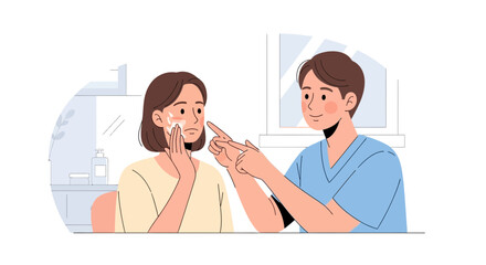 Fototapeta premium Dentist Consulting Patient About Dental Problem Illustration
