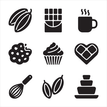chocolate-day-vector-art-icon-pack-shilhuette bandle pacs black and white backgrount black design
