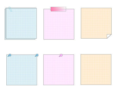 Pastel grid notepad elements vector set
