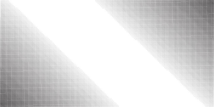 Dot grid pattern vector illustration. Simple black white point background with small and large polka dots. Abstract futuristic dotted mesh with gradient effect. Geometric minimal digital design.