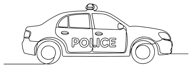 Police patrol car vehicle in continuous line art style © Amelia