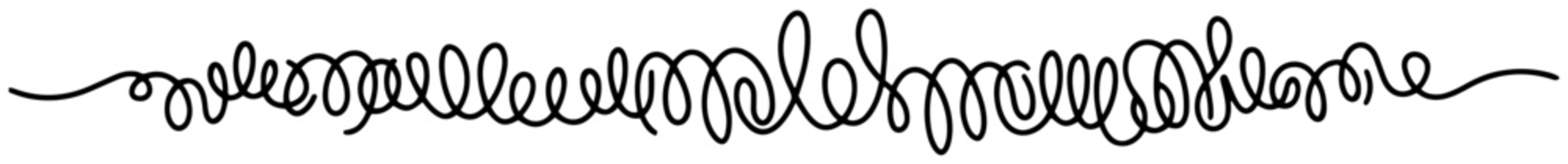 Messy scribbled tangled line forming an abstract horizontal border in minimalist line art style