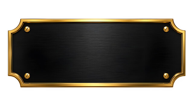 Black nameplate with gold isolated on transparent background 