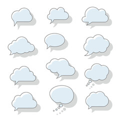 Obraz premium Set of cartoon cloud speech bubbles on white background