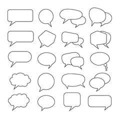 Fototapeta premium Speech bubbles outline set on white background