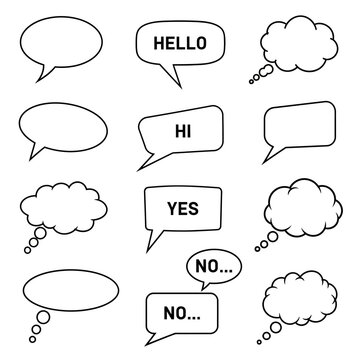 Speech bubbles set with messages