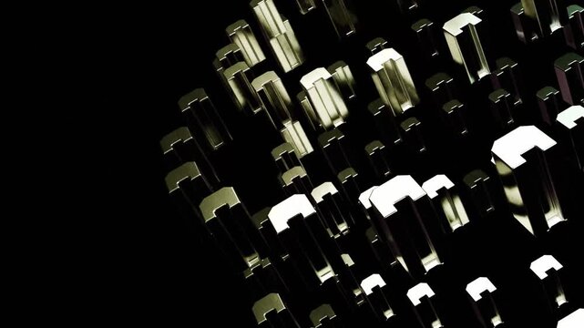 Premium Abstract Silver Metallic Prisms Motion Graphics on Dark Background - Futuristic Technology Data Network Visualization