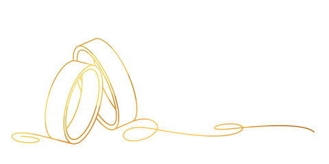 Fototapeta premium Minimalist Gold Wedding Rings Illustration on White Background