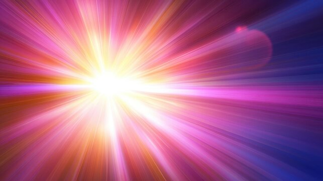 Bright abstract light burst with vibrant colors emanating from a central point, symbolizing energy and innovation