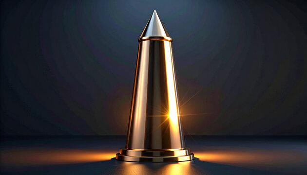 Golden Cone Trophy with Light Reflection
