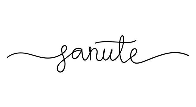 Handwritten word "Sanute" in cursive font on white background