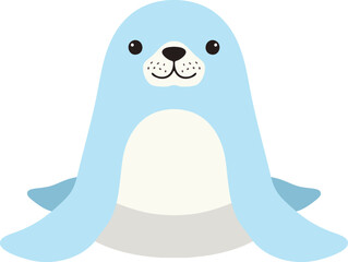 Cute light blue seal sitting illustration © KEI KATA
