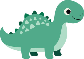 Cute green stegosaurus dinosaur illustration © KEI KATA