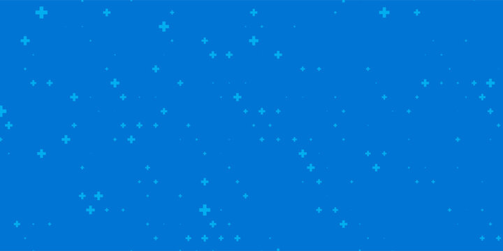 Blue Mathematical Plus Symbols Pattern. Math Design Elements Background. Medical Tech Background. Vector Illustration.