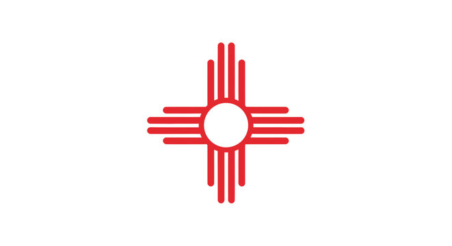 New Mexico Zia Sun Symbol Flag Icon Isolated on White Background