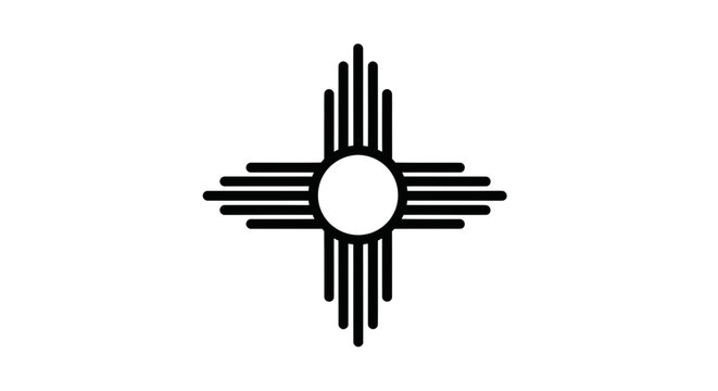 New Mexico Zia Symbol Icon, Sun Symbol, Native American Art, Vector Graphic