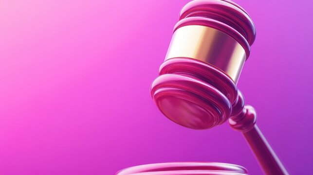Symbolic Judge's Gavel Used in Legal Proceedings Against a Gradient Background