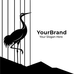 Fototapeta premium Stylized Crane Logo with Text