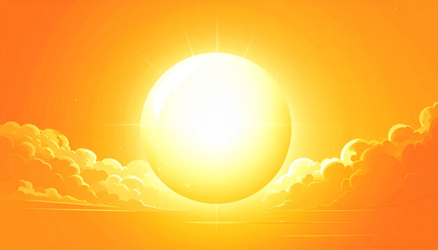 Sun shining brightly in the sky with clouds