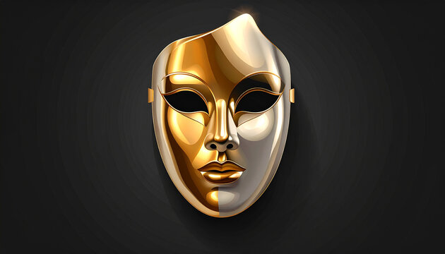 Golden and silver mask isolated