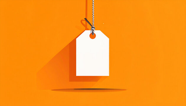 Blank white hanging tag with string and hole