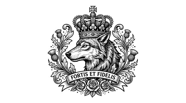 A vintage tribal lion head mascot and warrior king vector illustration with a gothic horror skull design