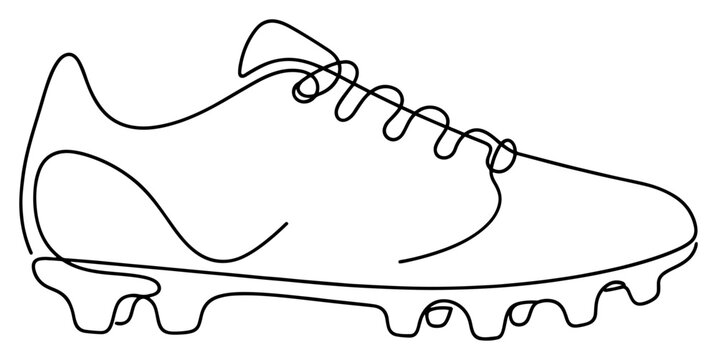 Soccer cleat sports shoe footwear continuous line art drawing