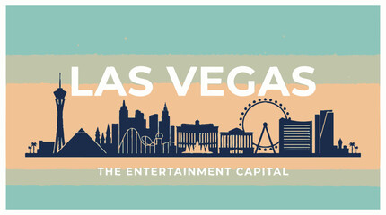 Obraz premium Las Vegas Skyline: Entertainment Capital Silhouette Illustration
