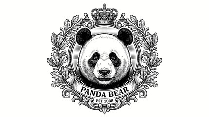 Cute cartoon panda bear vector illustration holding a red heart with a baby animal face design © Alizay