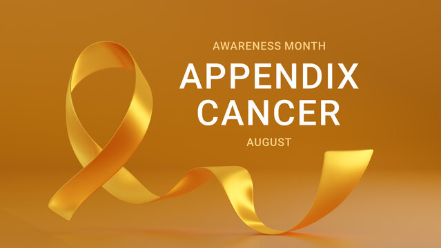 Yellow Amber awareness ribbon. Appendix Cancer Awareness Month in August. Suitable for medical, campaign, awareness, and social causes. 3d render

