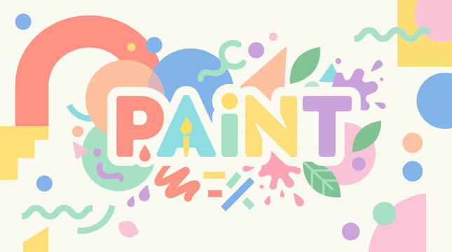 Colorful Paint Text Design with Abstract Geometric Shapes