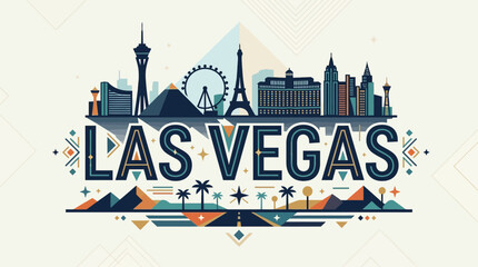 Obraz premium Las Vegas Skyline: Vector Illustration of City Landmarks