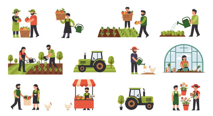 Naklejka premium Farmers working on a farm land.