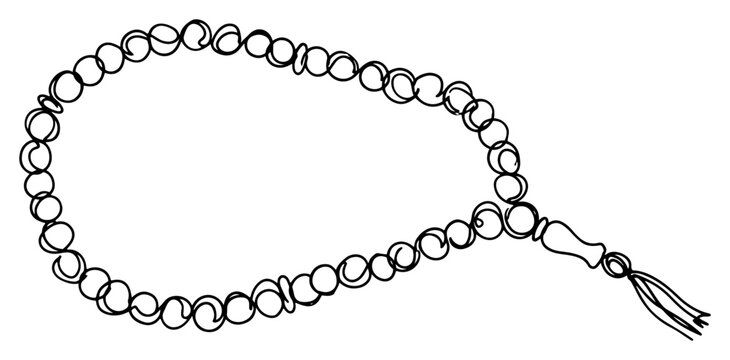 Islamic prayer beads misbaha tasbih rosary continuous line art