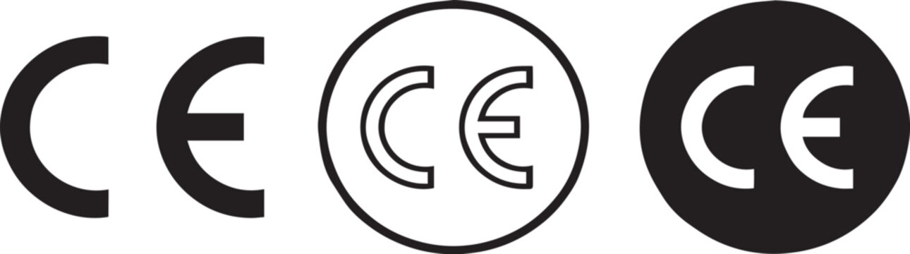 Conformity marks for european market ce symbols in various styles and colors