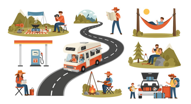 People on road trip adventure traveling.