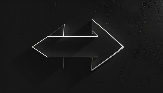 Black arrow icon pointing right with white outline