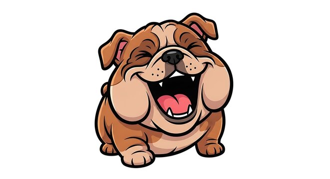 Cute cartoon bulldog with expressive face and droopy jowls.