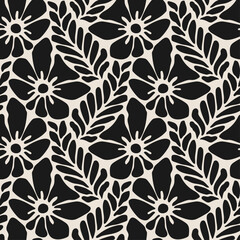 Obraz premium Seamless Botanical Pattern Elegant Floral Leaves Design