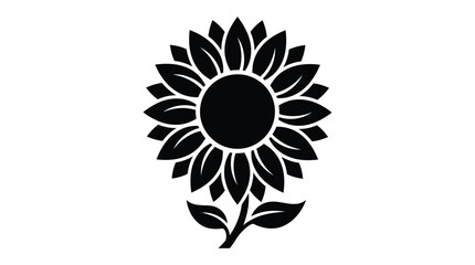Sunflower silhouette on a white background a stylized floral design © IM