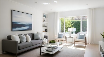 Fototapeta premium Modern living room interior with contemporary furniture and decor