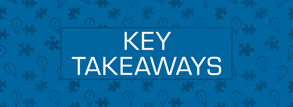 Key Takeaways Bulb Puzzle Piece Texture Background Blue Horizontal Text 