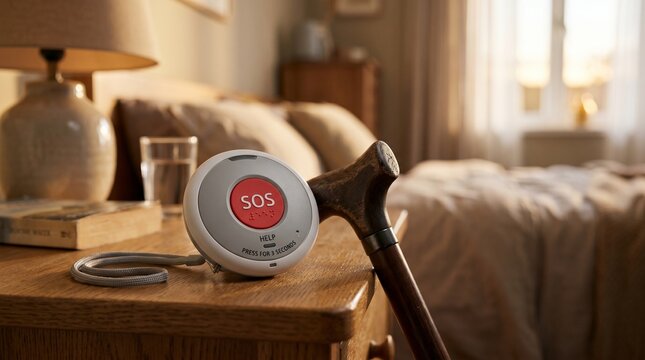 Senior Emergency Alert Button and Fall Response Concept